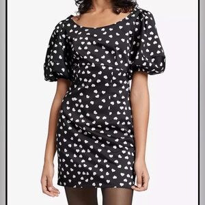 & Other Stories Heart Print Puff Sleeve Stretch Cotton Minidress